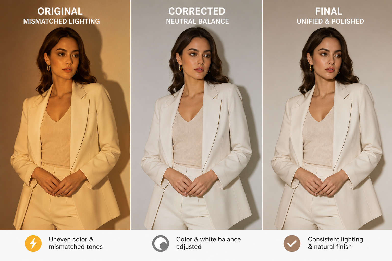 Fashion photo color correction and exposure balancing in Photoshop - fashion photo editing