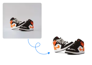 Natural shadow creation on black and white sneakers with orange accents