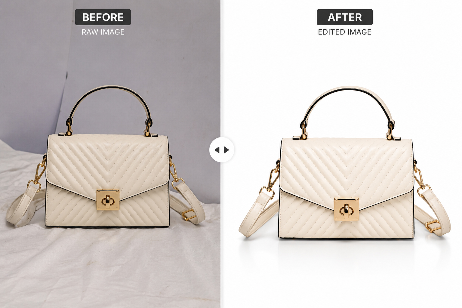 Before and after image post-production services on a product photo - Image Post-Production Services