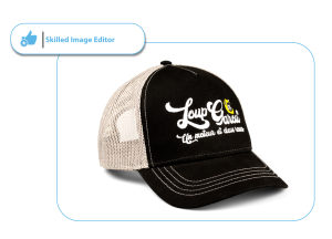 Black and white baseball cap with a subtle shadow for added depth and realism