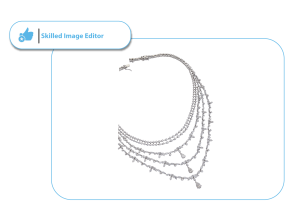 Image masking for jewelry photography, a diamond necklace on a clean white background.