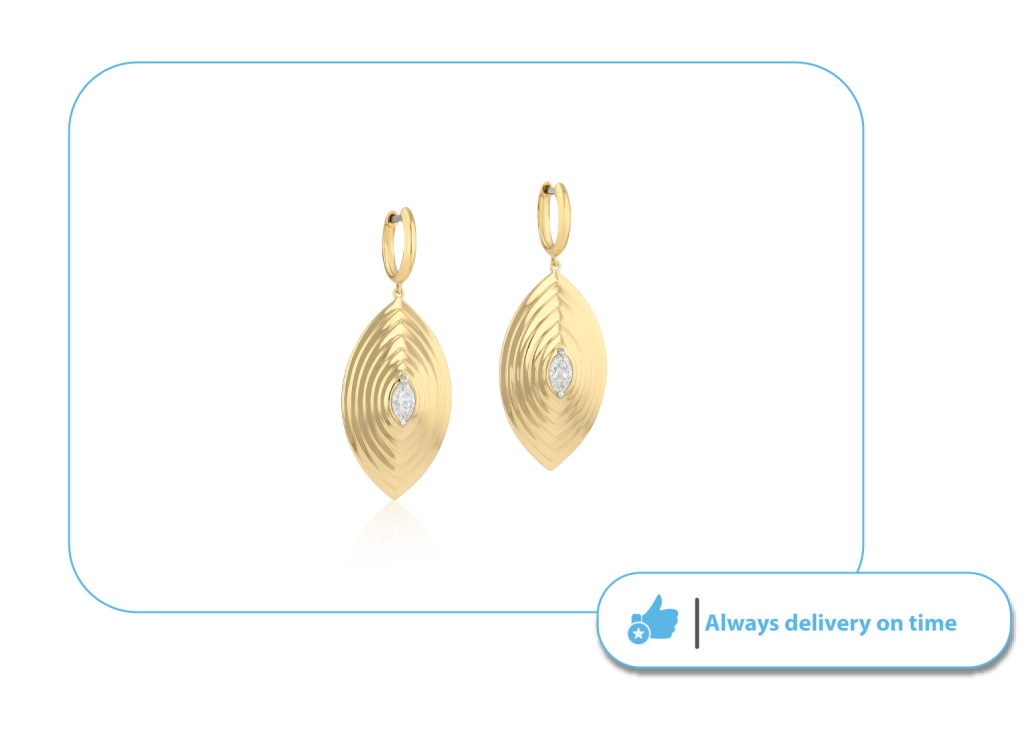 Jewelry photo retouching service – gold earrings product image on white background