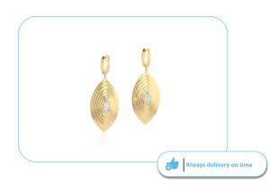Jewelry photo retouching service – gold earrings product image on white background