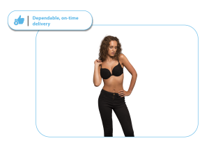 An image of a woman modeling lingerie and jeans with a clipping path applied.