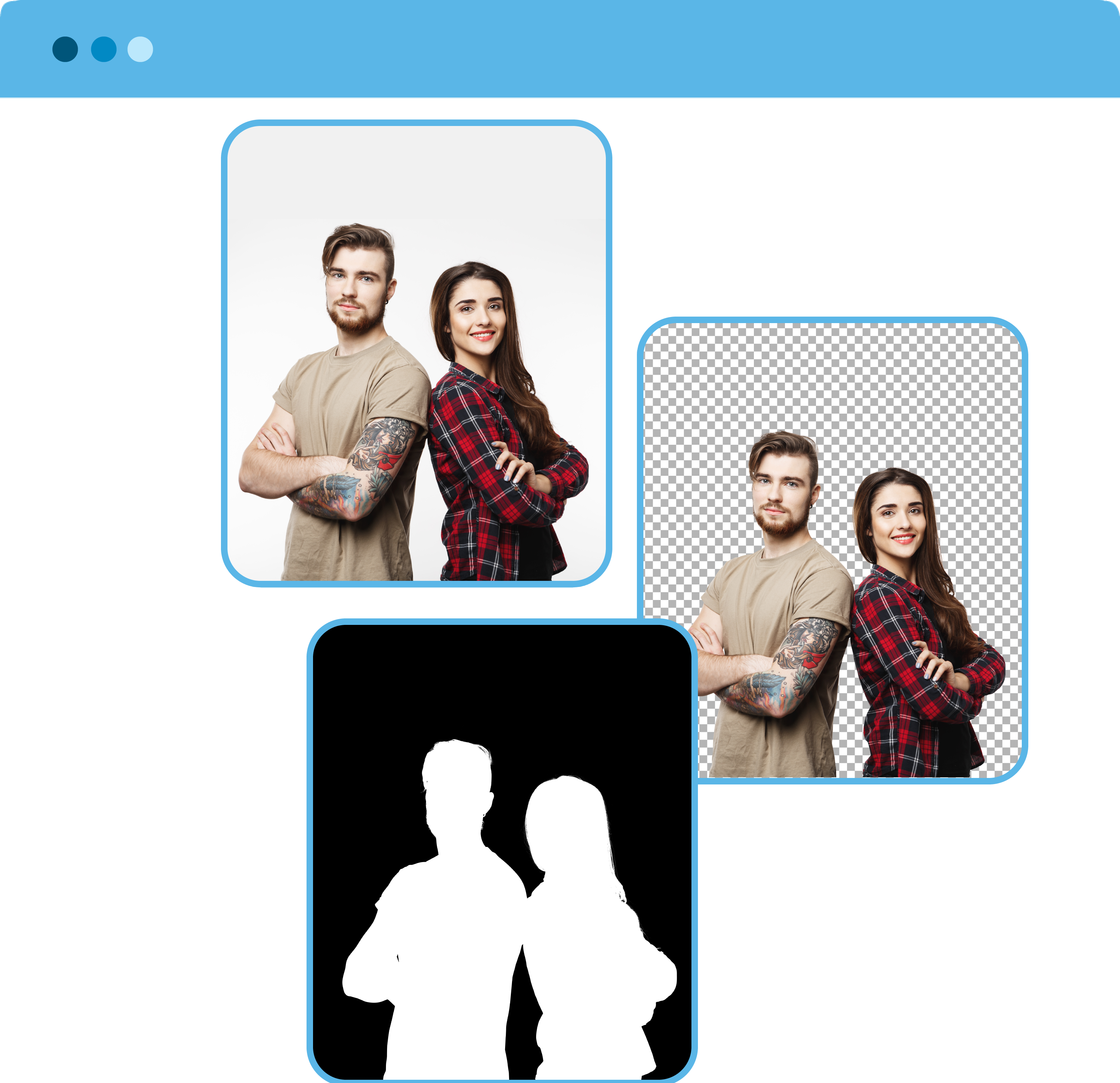 Medium-level image masking service isolating two people from a background.