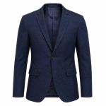 Navy blue blazer floating on white background using ghost mannequin invisible mannequin effect for e-commerce product photography