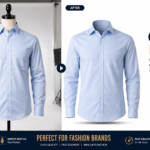 Ghost mannequin service before and after editing of a men's dress shirt